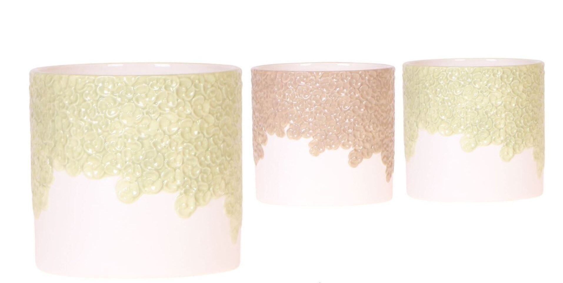 Keramický obal Kolibri Bloom Sand v pieskovo-béžovej a bielej farbe s reliéfom